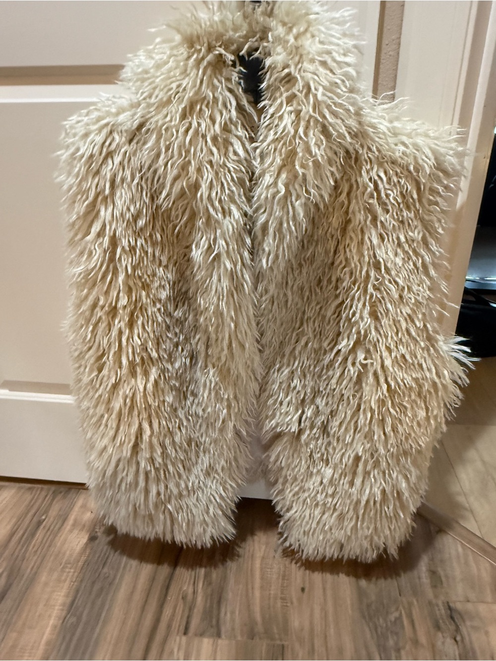 Free People Cream Faux Fur Shag Vest